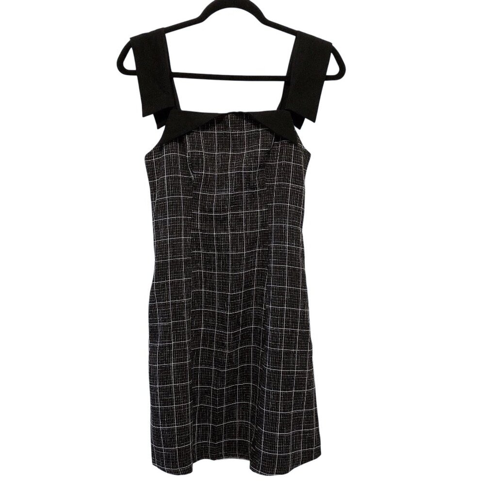 Gumac Black & White Plaid Square Neckline Sleeveless Dress S